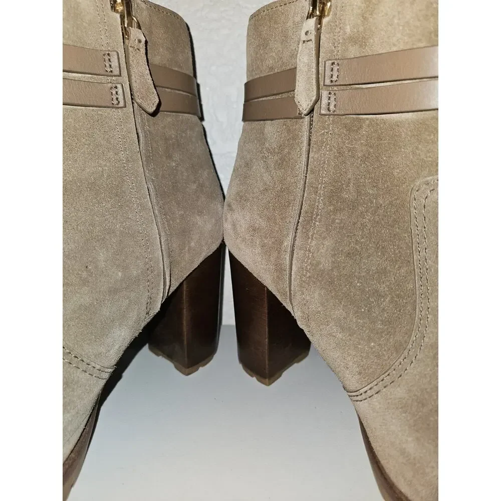 TORY BURCH Leigh 90 MM Lug Sole Booties Tan Women's SZ 7.5